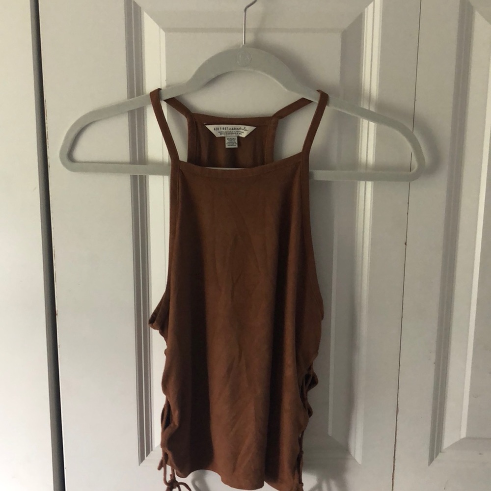 high neck brown cami top